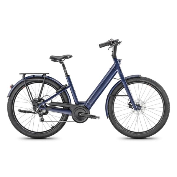 Vélo de ville électrique Moustache Lundi 27.4, bleu - Batterie 500 Wh, idéal pour les trajets urbains