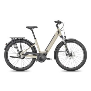 Vélo électrique Moustache Mardi 27.4-beige avec moteur 500 Wh et transmission par courroie