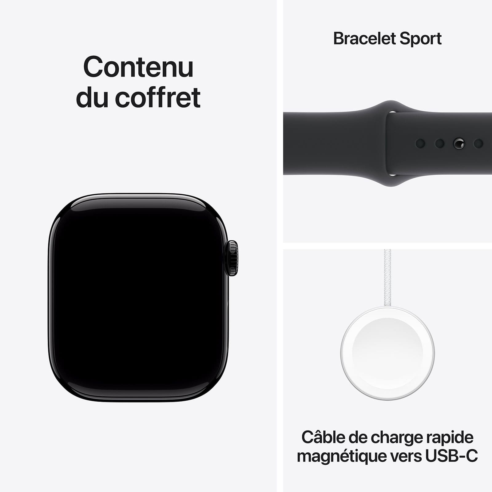 Apple Watch Series 10 GPS 42 mm Aluminium Noir de Jais Bracelet Sport Noir S/M – Image 6