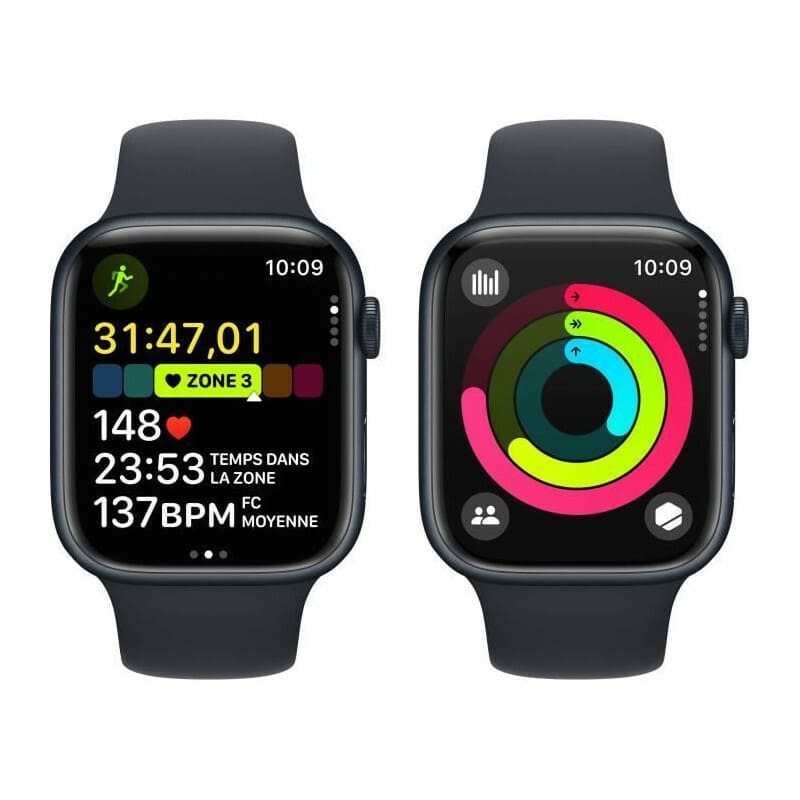 Apple Watch Series 9 GPS + Cellular 45 mm avec boîtier en aluminium minuit et bracelet sport minuit M/L – Image 6