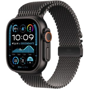 Apple-Watch-Ultra-2-GPS-Cellular-49-mm-Titane-Noir-Bracelet-Milanais-Noir