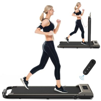 Tapis-de-Course-Pliable-Rattantree-Walking-Pad-Gris-Vitesse-1-10-km-h-Moteur-2.5-HP-Ecran-LED-Telecommande