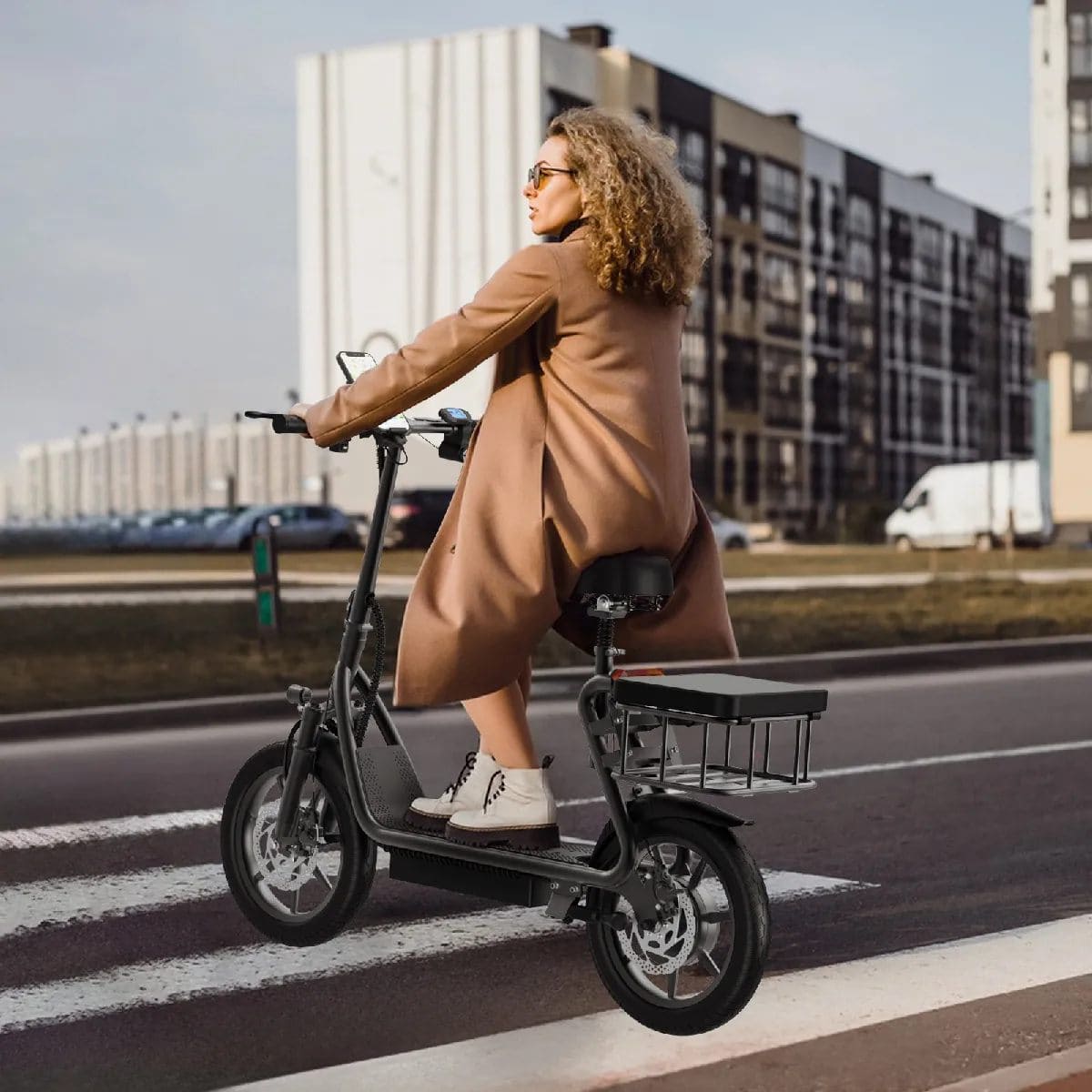 AOVOPRO Ladped Trottinette électrique LPBS Avec Siège et Panier 14 pouces- 500W - 10.4Ah - Noir – Image 3