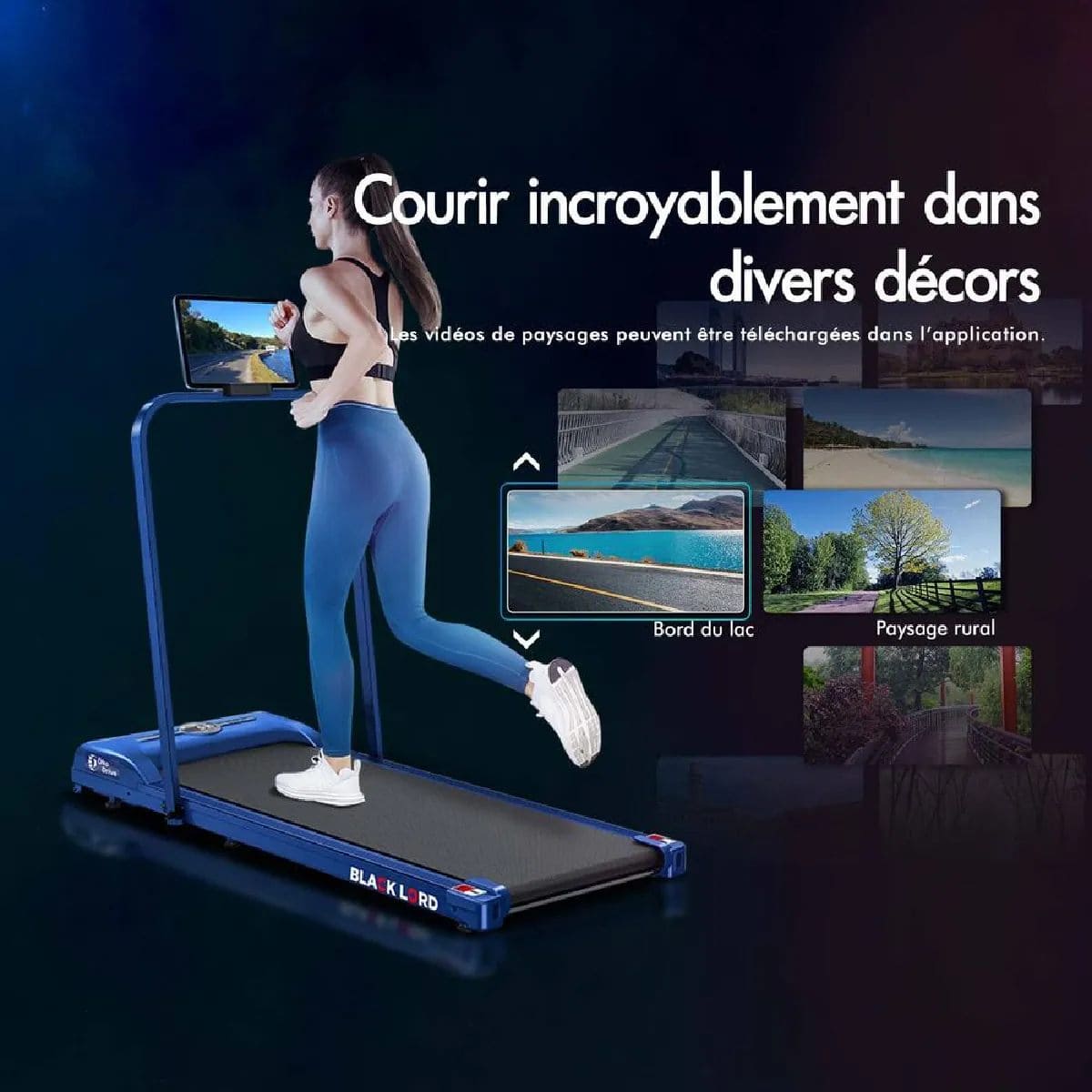 Tapis de Course/Marché Électrique BLACK LORD SL9-H - Moteur 2.2HP - Écran LED - Télécommande - Bluetooth - Pliable – Image 11