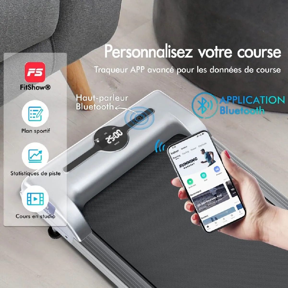 Tapis de marche électrique Black Lord SL9 - 2.2 CV - Affichage LED - Bluetooth - Texturé antidérapant – Image 4