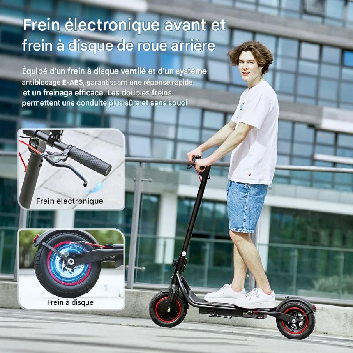 Trottinette Électrique Adulte 500W – iScooter W6 : 30 km d'Autonomie, Pliable & Frein à Disque – Image 5