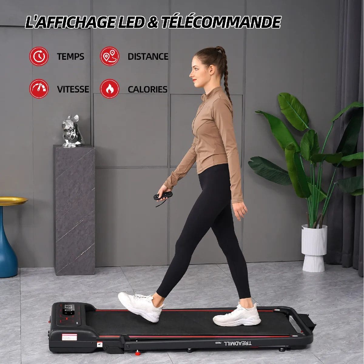Y-RAIN - Tapis de Course Electrique Pliable 1 à 12km/h - Télécommande - Ecran LED - Inclinaison Manuelle 5% – Image 4