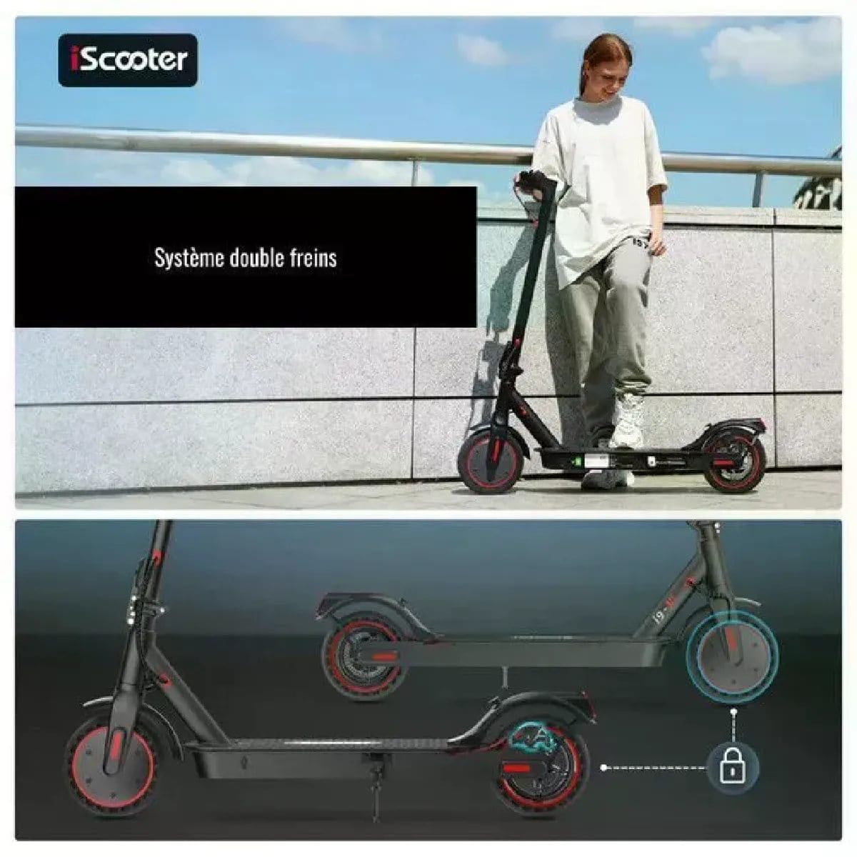 iScooter i9 - Trottinette électrique - Pliable- Moteur 350W - Vitesse max 30 km/h - Autonomie 25 km - Design compact – Image 5