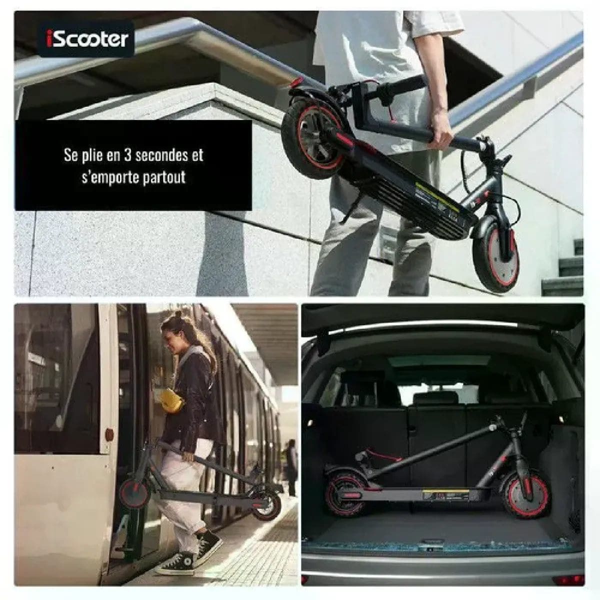 iScooter i9 - Trottinette électrique - Pliable- Moteur 350W - Vitesse max 30 km/h - Autonomie 25 km - Design compact – Image 6