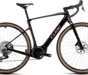 Vélo de Gravel Électrique Cube Nuroad Hybrid C:62 SLT 400X Sram Force eTap AXS/Sram XX SL Eagle AXS 12V 400 Wh 700 mm Orange Violet Solareclipse 2025