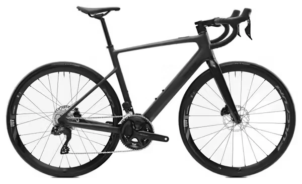 Vélo de route électrique Van Rysel E-EDR CF II vert kaki équipé du groupe Shimano 105 Di2, modèle 2025