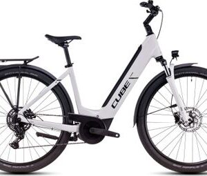 VTC Électrique Cube Touring Hybrid One 625 Easy Entry Shimano Cues 9V 625 Wh 700 mm Blanc Cotton Gris 2025